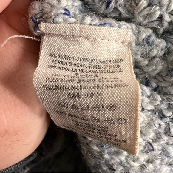 Free People Blue Chunky Knit Wool Sweater Size XS Fall Comfy Cowl Neck Boxy - Picture 7 of 8